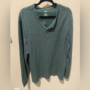 Men's Green Henley Long Sleeve Shirt XXL